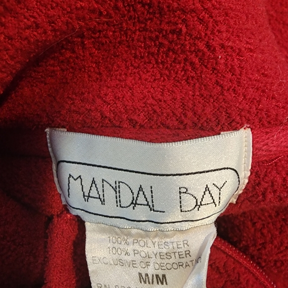 Mandal Bay Red "Moose Among The Trees" Fleece 1/4 Zip Long Sleeve Pullover Sz M - Picture 7 of 7